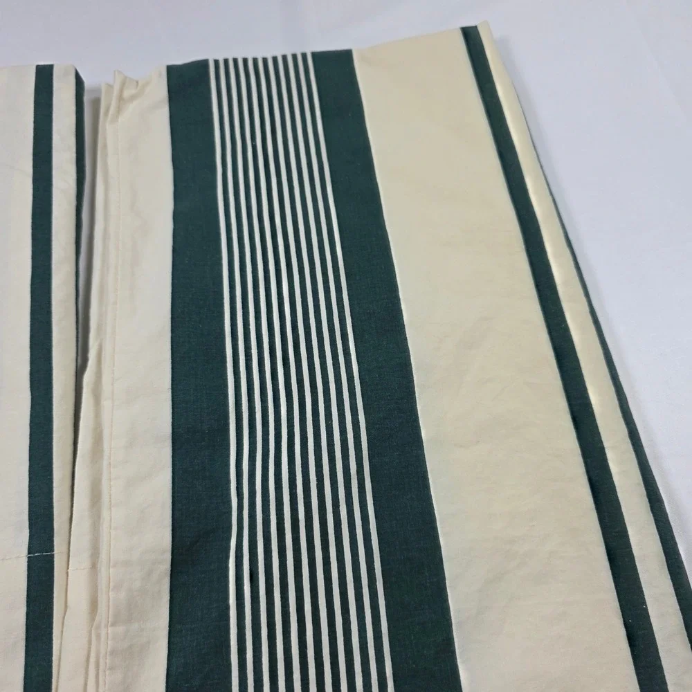Vtg Ralph Lauren Vintage Striped Std Pillowcase Set Hunter Green Cream Cotton